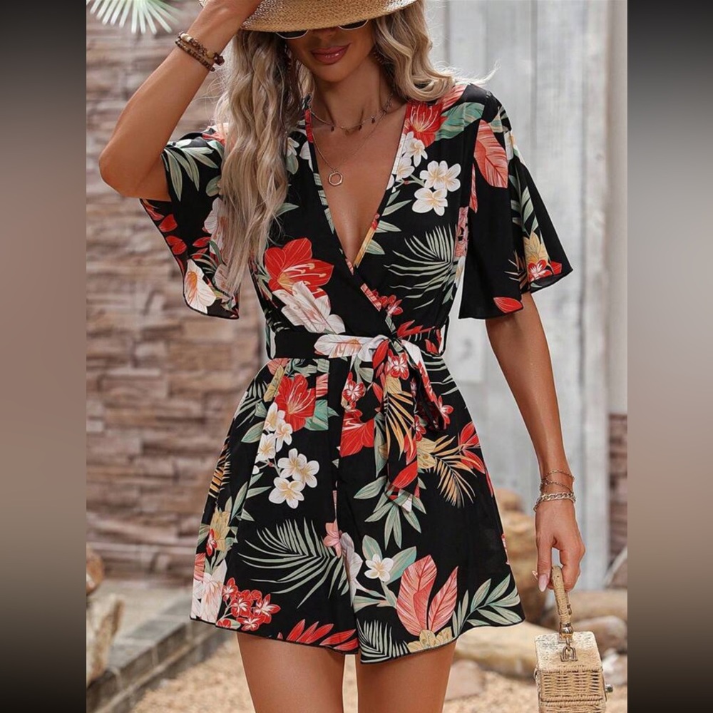 Floral Black Jumpsuit